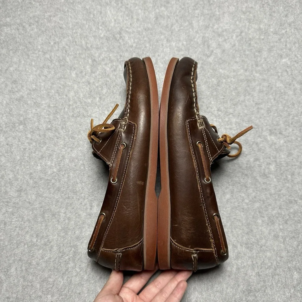 ALLEN EDMONDS MENS BOAT SHOES FORCE 10 BROWN LEATHER UPPER DECK SOLE Size 11